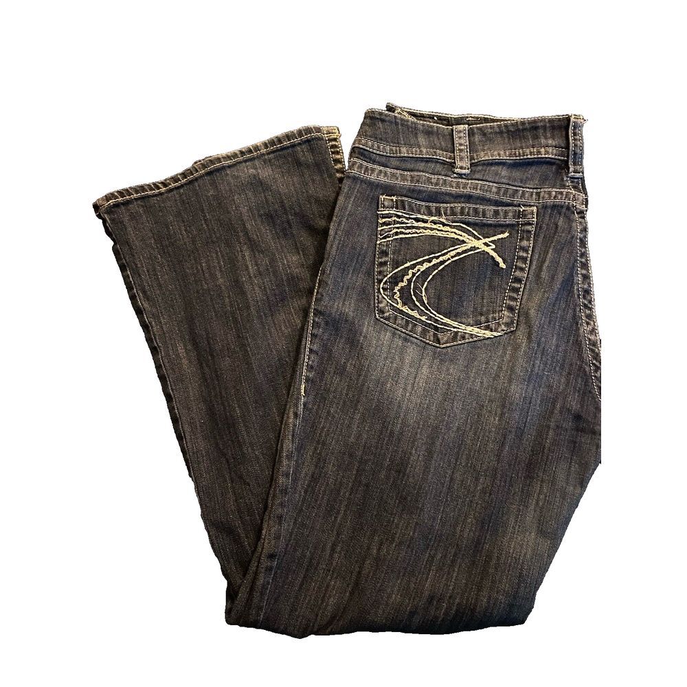 Silver Brand Suki women's Jeans White Stitching‎ Logo on Pockets 38w x 32L GUC